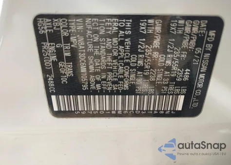 2021 Nissan Rogue Platinum Fwd from USA, damaged, VIN JN8AT3DC6MW105795